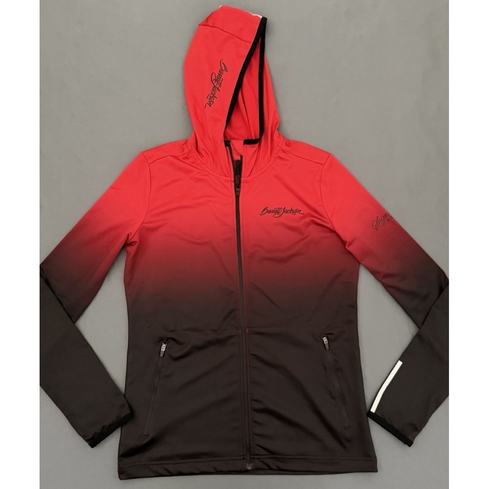 Barrett Jackson Lightweight Hooded Jacket Men Size Small Red‎ Black Full Zip